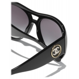 Chanel - Occhiali da Sole Pilota - Nero Grigio Sfumate - Chanel Eyewear