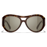 Chanel - Pilot Sunglasses - Dark Tortoise Brown - Chanel Eyewear