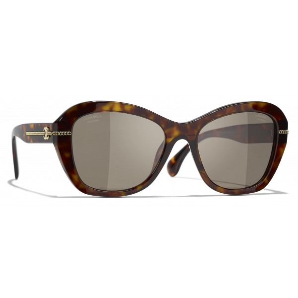 Chanel - Butterfly Sunglasses - Dark Tortoise Brown Polarized - Chanel Eyewear