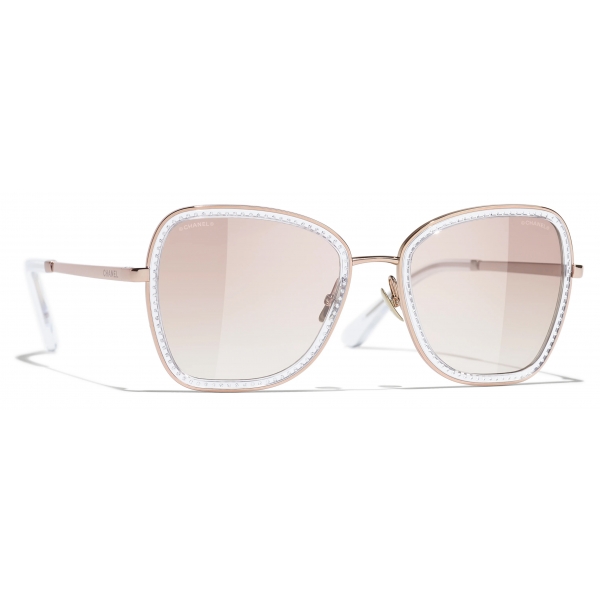Chanel - Square Sunglasses - Pink Gold Light Brown Gradient - Chanel Eyewear
