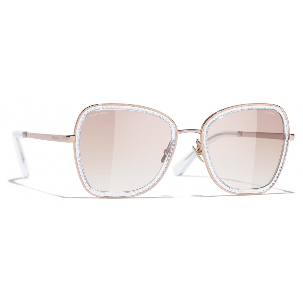 Chanel - Square Sunglasses - Pink Gold Light Brown Gradient - Chanel Eyewear  - Avvenice