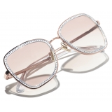 Chanel - Occhiali da Sole Quadrati - Oro Rosa Marrone Chiaro Sfumate - Chanel Eyewear