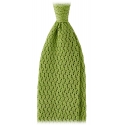 Viola Milano - Knitted Zig Zag Pattern Silk Tie - Lime - Handmade in Italy - Luxury Exclusive Collection