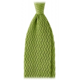 Viola Milano - Knitted Zig Zag Pattern Silk Tie - Lime - Handmade in Italy - Luxury Exclusive Collection