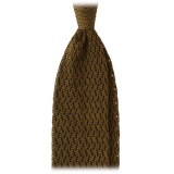 Viola Milano - Knitted Zig Zag Pattern Silk Tie - Olive - Handmade in Italy - Luxury Exclusive Collection