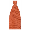 Viola Milano - Knitted Zig Zag Pattern Silk Tie - Orange - Handmade in Italy - Luxury Exclusive Collection