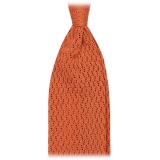 Viola Milano - Knitted Zig Zag Pattern Silk Tie - Orange - Handmade in Italy - Luxury Exclusive Collection