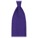 Viola Milano - Knitted Zig Zag Pattern Silk Tie - Purple - Handmade in Italy - Luxury Exclusive Collection