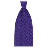 Viola Milano - Knitted Zig Zag Pattern Silk Tie - Purple - Handmade in Italy - Luxury Exclusive Collection