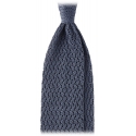 Viola Milano - Knitted Zig Zag Pattern Silk Tie - Sea - Handmade in Italy - Luxury Exclusive Collection