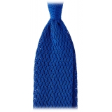 Viola Milano - Knitted Zig Zag Pattern Silk Tie - Sky - Handmade in Italy - Luxury Exclusive Collection