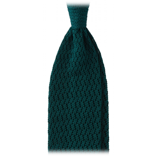 Viola Milano - Knitted Zig Zag Pattern Silk Tie - Spring Forest - Handmade in Italy - Luxury Exclusive Collection