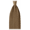 Viola Milano - Knitted Zig Zag Pattern Silk Tie - Taupe - Handmade in Italy - Luxury Exclusive Collection