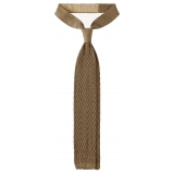 Viola Milano - Knitted Zig Zag Pattern Silk Tie - Taupe - Handmade in Italy - Luxury Exclusive Collection