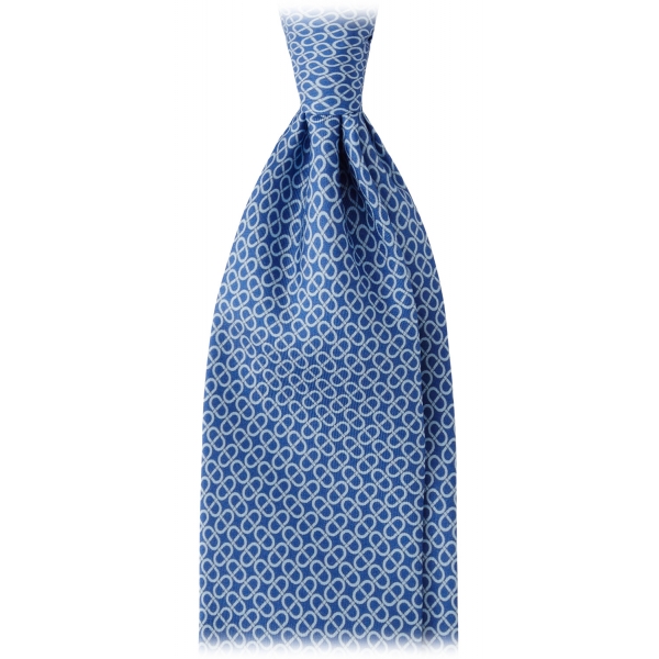 Viola Milano - Maillon Selftipped Italian Silk Tie - Blue Mix - Handmade in Italy - Luxury Exclusive Collection