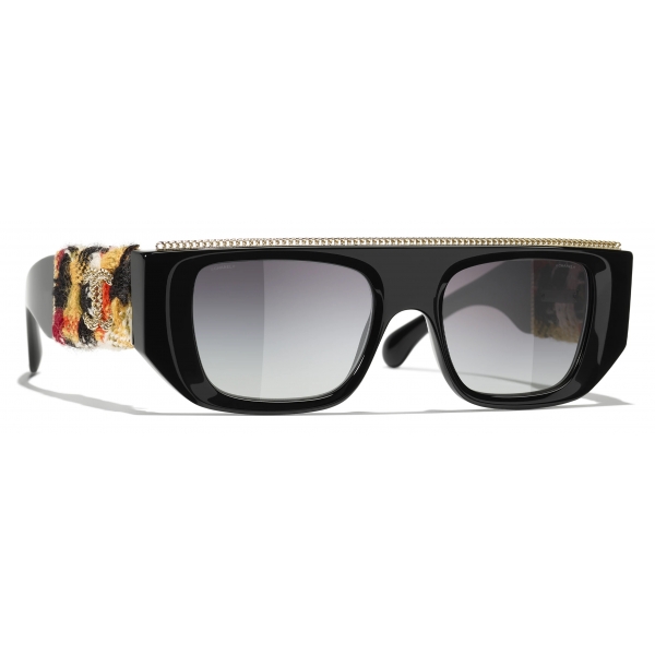 Chanel - Rectangular Sunglasses - Black Orange Gray Gradient - Chanel Eyewear