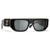 Chanel - Rectangular Sunglasses - Black Gold Gray - Chanel Eyewear