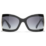 Chanel - Occhiali da Sole Quadrati - Nero Grigio Sfumate - Chanel Eyewear