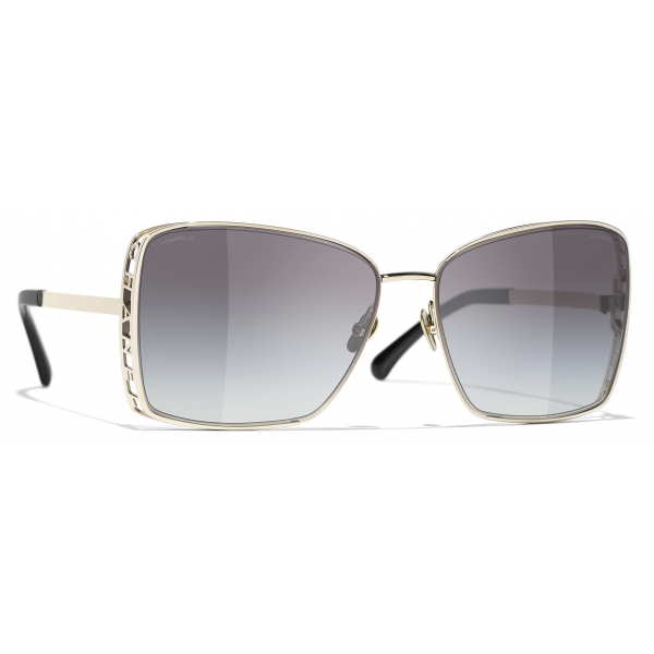 Chanel - Occhiali da Sole Quadrati - Oro Grigio Sfumate - Chanel Eyewear