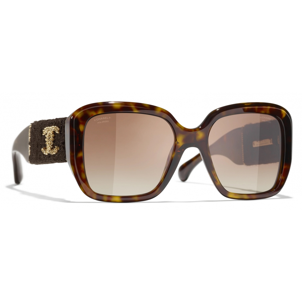 Chanel - Square Sunglasses - Dark Tortoise Brown Polarized Gradient - Chanel  Eyewear - Avvenice