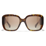 Chanel - Occhiali da Sole Quadrati - Tartaruga Scuro Marrone Polarizzate Sfumate - Chanel Eyewear