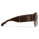 Chanel - Square Sunglasses - Dark Tortoise Brown Polarized Gradient - Chanel Eyewear