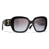 Chanel - Occhiali da Sole Quadrati - Nero Grigio Sfumate - Chanel Eyewear