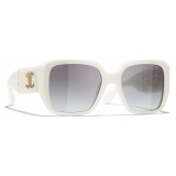 Chanel - Occhiali da Sole Quadrati - Bianco Grigio Sfumate - Chanel Eyewear