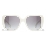 Chanel - Occhiali da Sole Quadrati - Bianco Grigio Sfumate - Chanel Eyewear