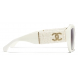 Chanel - Occhiali da Sole Quadrati - Bianco Grigio Sfumate - Chanel Eyewear