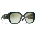 Chanel - Occhiali da Sole Quadrati - Verde Scuro - Chanel Eyewear