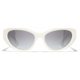 Chanel - Occhiali da Sole Cat-Eye - Bianco Grigio Sfumate - Chanel Eyewear