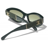 Chanel - Occhiali da Sole Cat-Eye - Verde Scuro - Chanel Eyewear