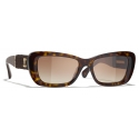 Chanel - Rectangular Sunglasses - Dark Tortoise Brown Polarized Gradient - Chanel Eyewear