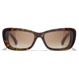 Chanel - Rectangular Sunglasses - Dark Tortoise Brown Polarized Gradient - Chanel Eyewear