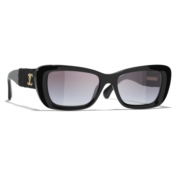 Chanel - Occhiali da Sole Rettangolari - Nero Grigio Sfumate - Chanel Eyewear