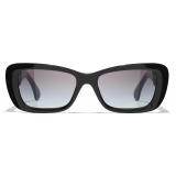 Chanel - Occhiali da Sole Rettangolari - Nero Grigio Sfumate - Chanel Eyewear