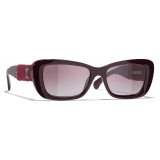 Chanel - Rectangular Sunglasses - Burgundy - Chanel Eyewear