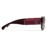 Chanel - Rectangular Sunglasses - Burgundy - Chanel Eyewear