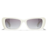 Chanel - Occhiali da Sole Rettangolari - Bianco Grigio Sfumate - Chanel Eyewear