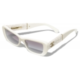 Chanel - Occhiali da Sole Rettangolari - Bianco Grigio Sfumate - Chanel Eyewear