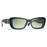 Chanel - Occhiali da Sole Rettangolari - Verde Scuro - Chanel Eyewear