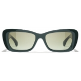 Chanel - Occhiali da Sole Rettangolari - Verde Scuro - Chanel Eyewear