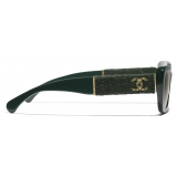 Chanel - Occhiali da Sole Rettangolari - Verde Scuro - Chanel Eyewear