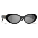 Chanel - Occhiali da Sole Ovali - Nero - Chanel Eyewear