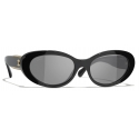 Chanel - Oval Sunglasses - Black - Chanel Eyewear