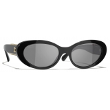 Chanel - Oval Sunglasses - Black - Chanel Eyewear