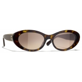 Chanel - Oval Sunglasses - Dark Tortoise Brown Gradient - Chanel Eyewear