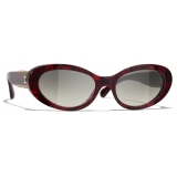 Chanel - Oval Sunglasses - Red Gray Gradient - Chanel Eyewear