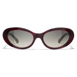 Chanel - Occhiali da Sole Ovali - Rosso Grigio Sfumate - Chanel Eyewear
